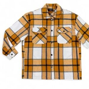 HFX Shirt Women Small Multicolor Shacket Plaid Long Sleeve Snaps Collar Fleece